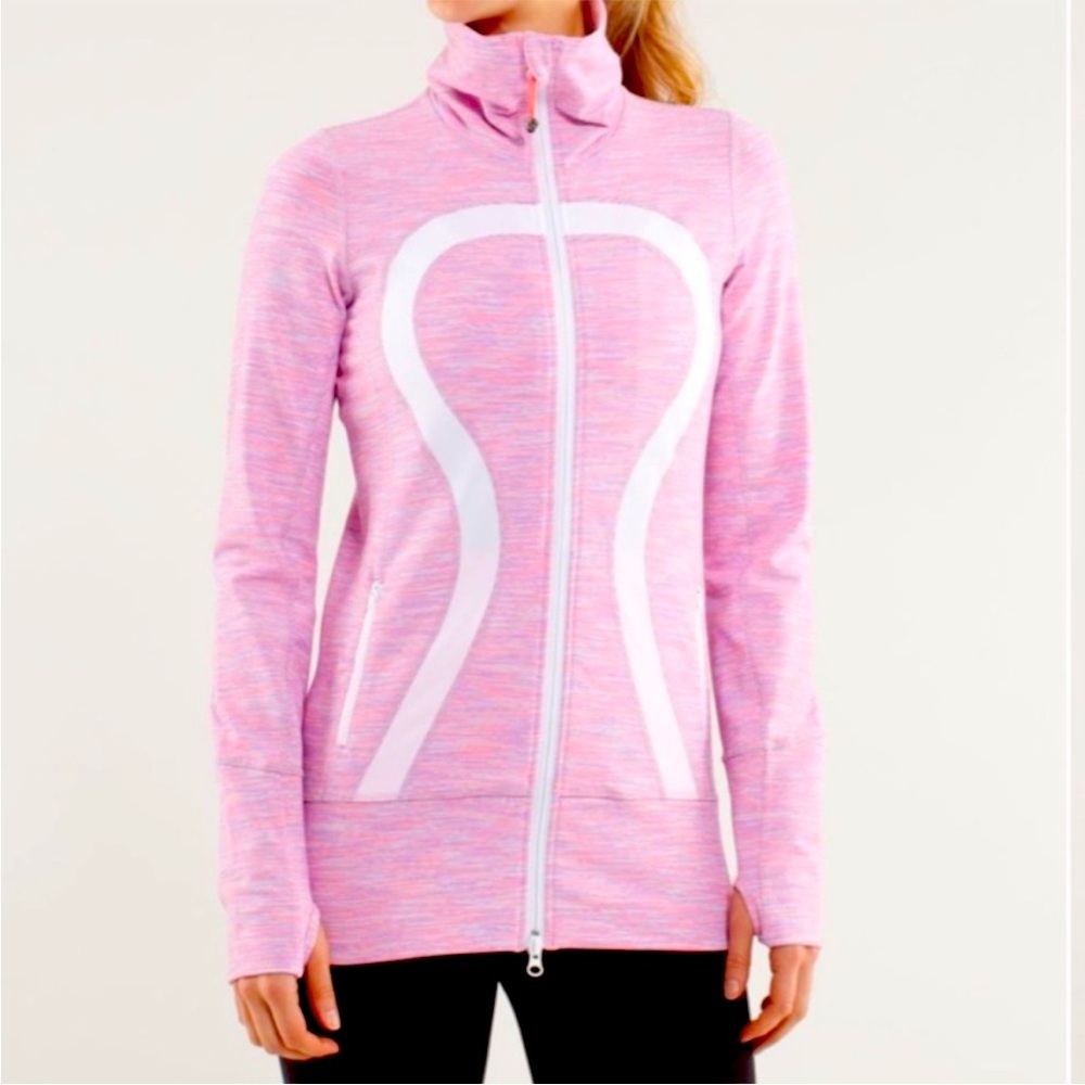 Lululemon In Stride jacket pink space-dye print zip-up hoodie 8 Medium